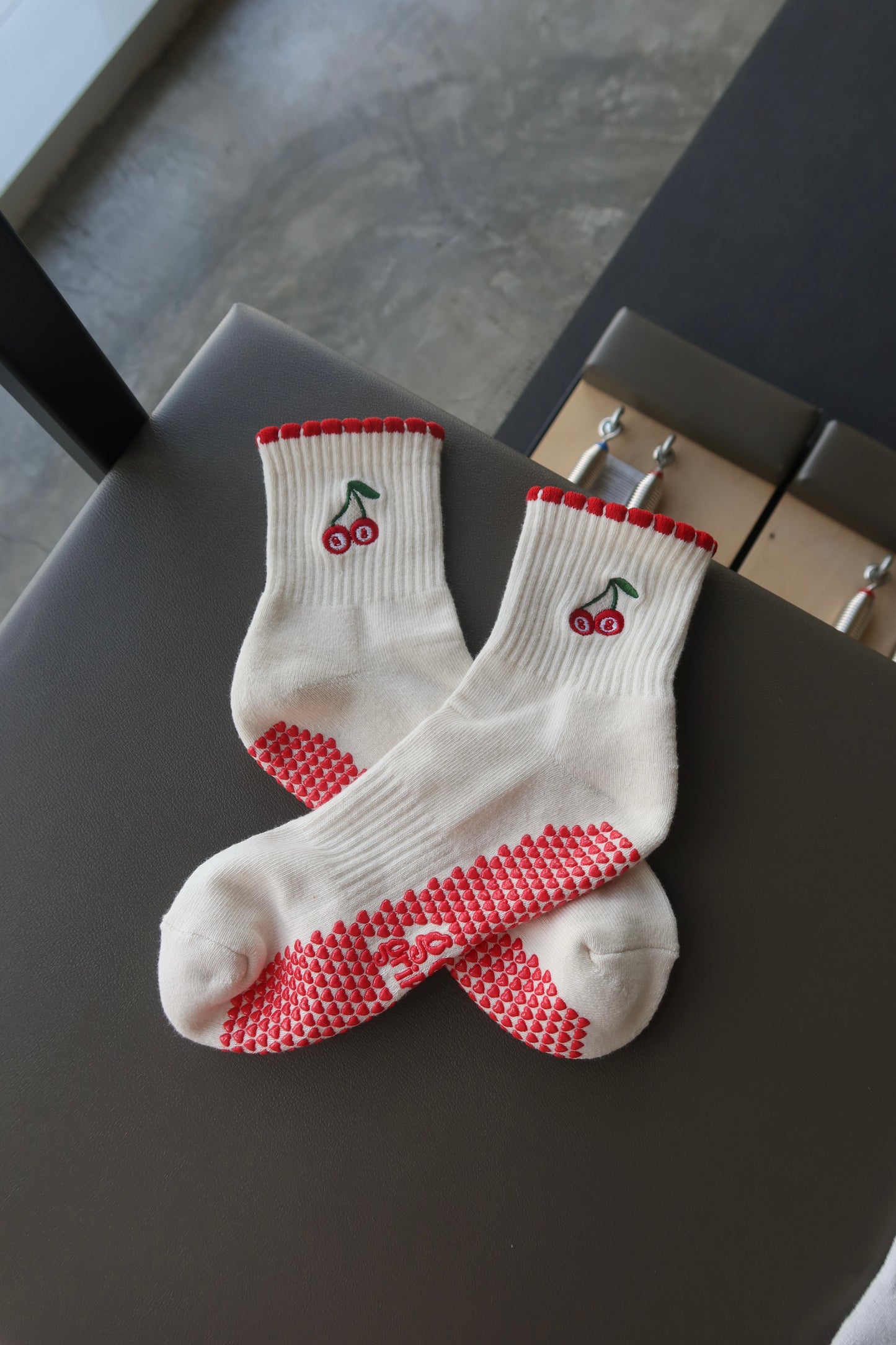 Lucky Cherry Crew Grip Socks