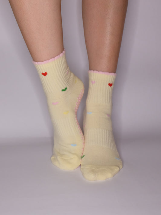 Candy Hearts Crew Grip Socks
