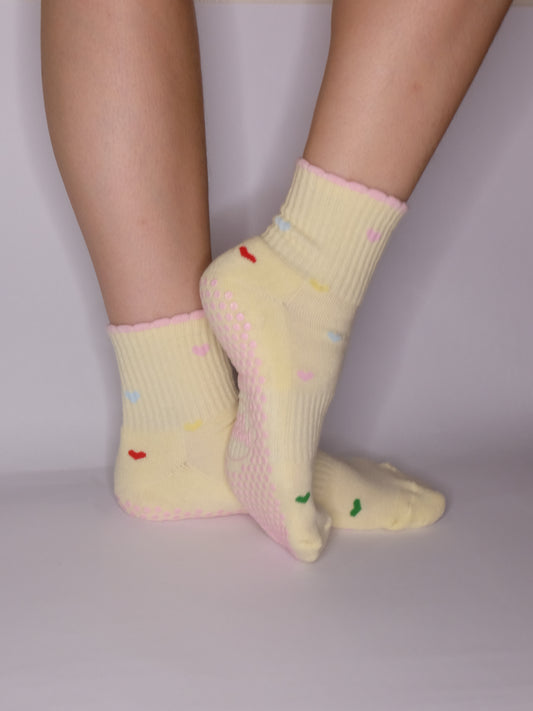 Candy Hearts Crew Grip Socks