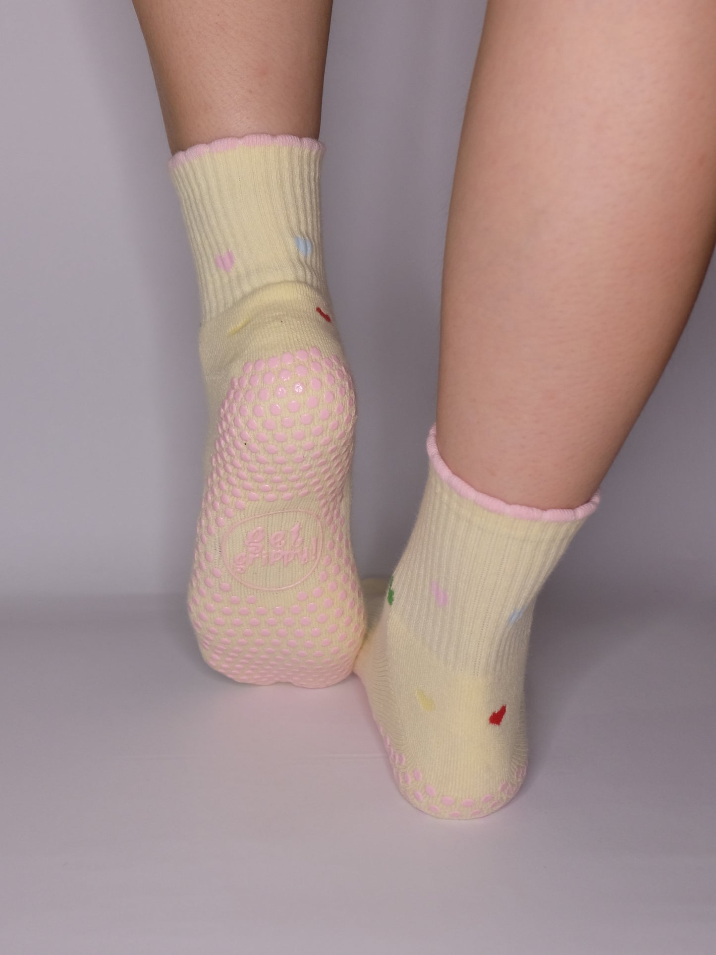 Candy Hearts Crew Grip Socks
